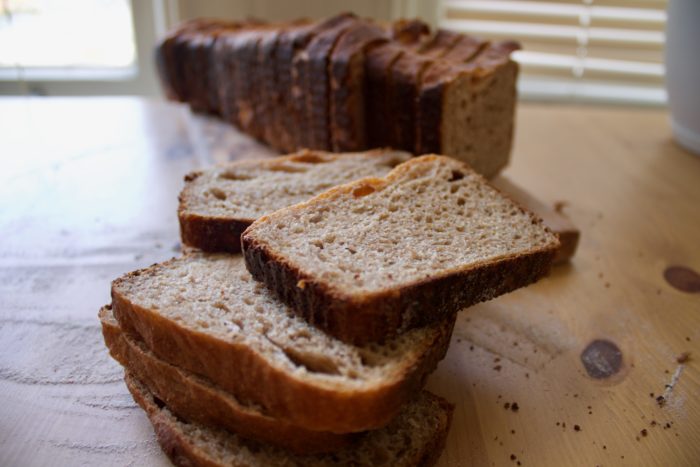 Vegan whole wheat sandwich bread slices